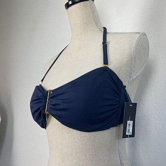 Tommy Hilfiger NWT Women's Halter Bandeau Bra Bikini Top Core Navy Size Medium - Picture 10 of 10